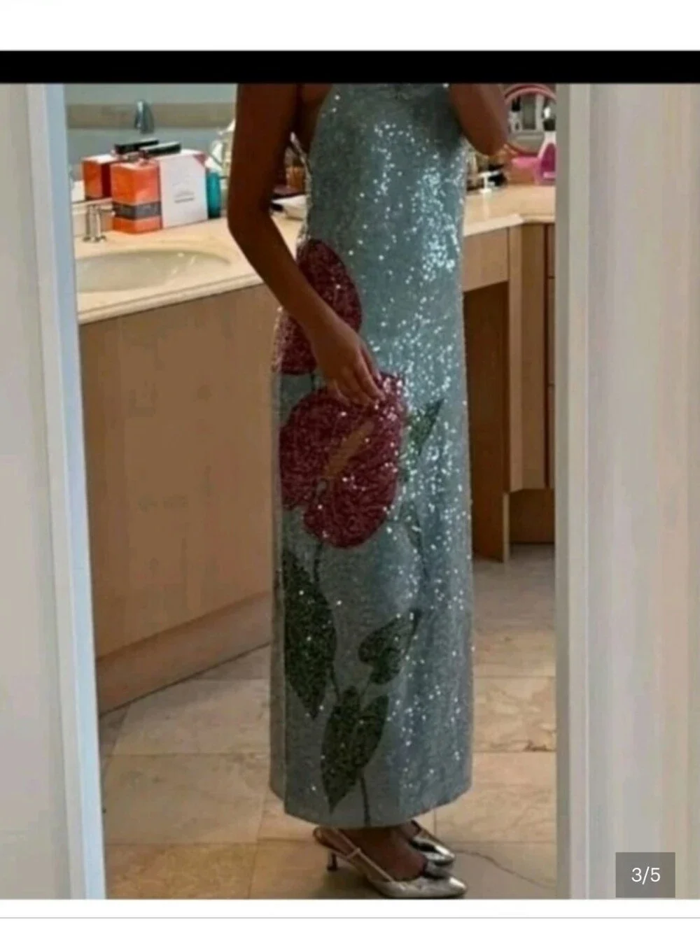 Farm Rio Blue Flowers Sequin Maxidress